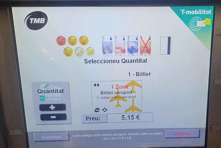 Flughafen Ticket Metro Barcelona